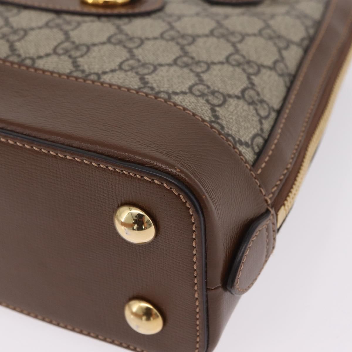 Gucci Horsebit 1955 Top Handle Gg Coated Canvas With Leather Beige Canvas Handbag (Pre-Owned)