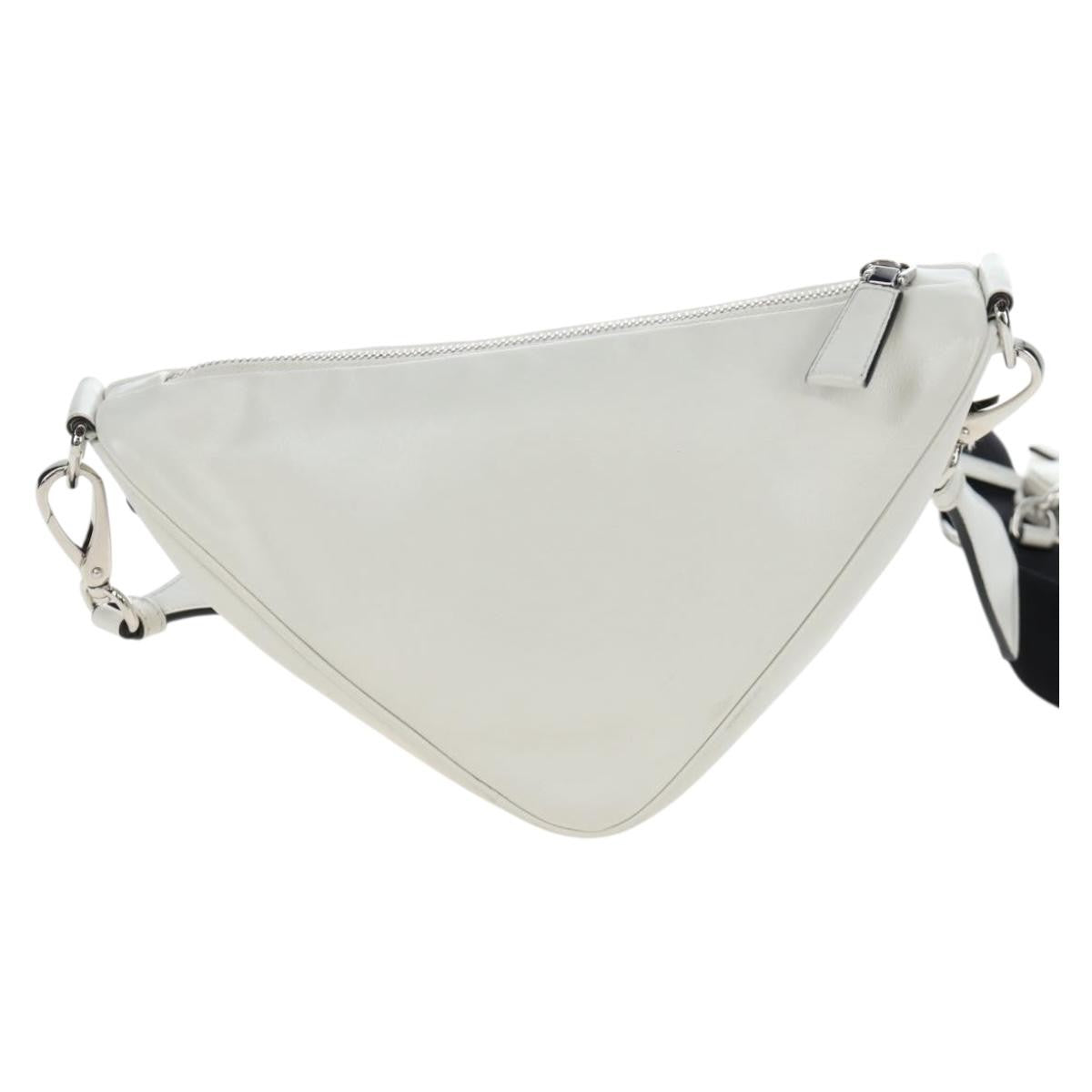 Prada Triangle Logo Wristlet Embossed Leather White Leather Clutche & Pouche Bag (Pre-Owned)