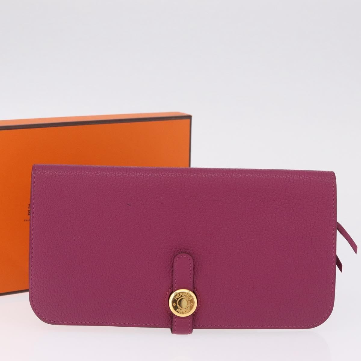 Hermes Dogon Duo Combined Leather Purple Leather Wallets Accessory (Pre-Owned)