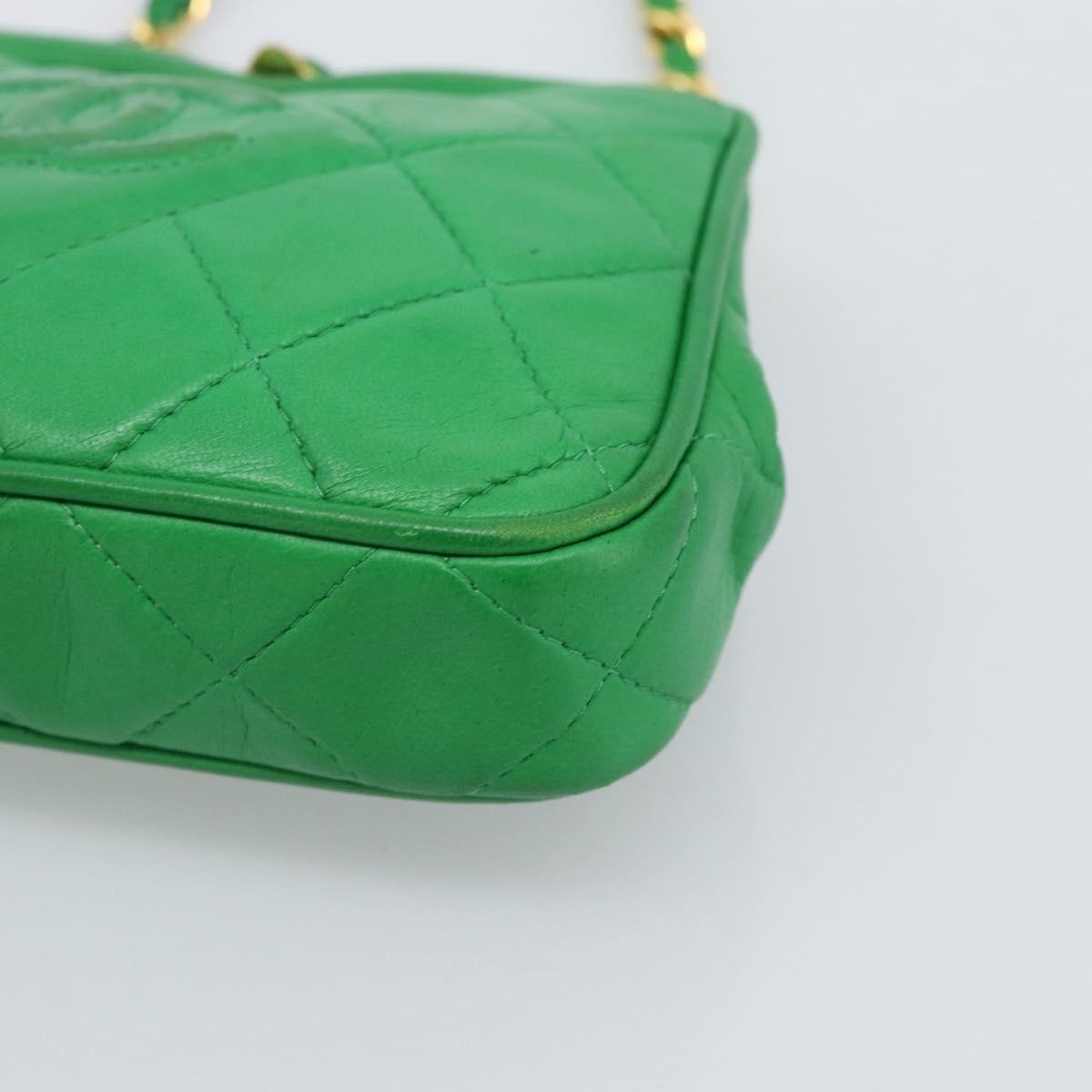 Chanel Coco Mark Quilted Lambskin Green Leather Shoulder Bag Bag (Pre-Owned)