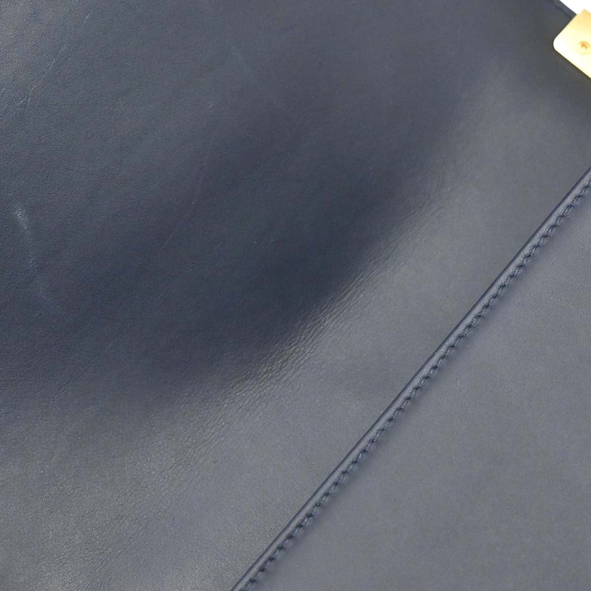Chanel Boy Flap Chevron Caviar And Calfskin Navy Leather Shoulder Bag Bag (Pre-Owned)