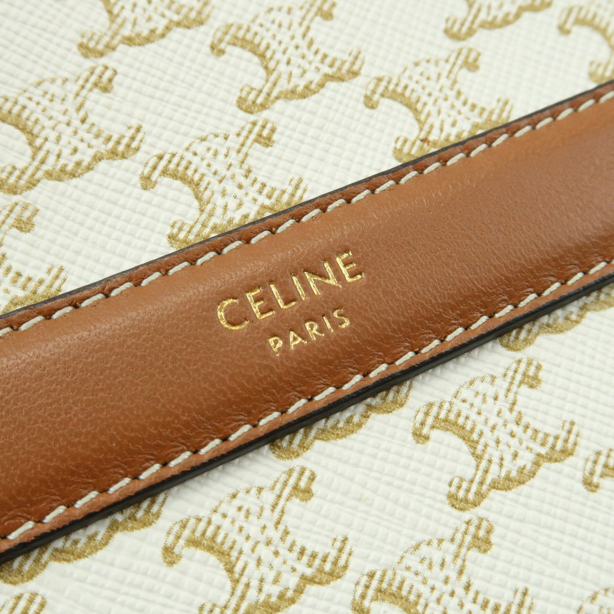 Celine Round Purse On Strap Triomphe Coated Canvas Beige Canvas Crossbody Bag Bag (Pre-Owned)