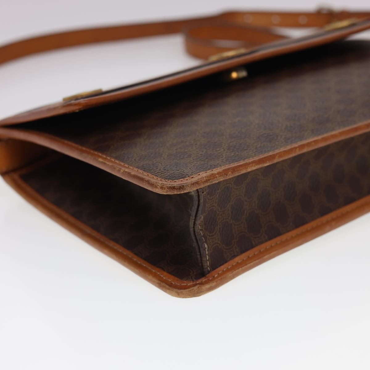 Celine Vintage Macadam Canvas And Leather Brown Canvas Shoulder Bag Bag (Pre-Owned)