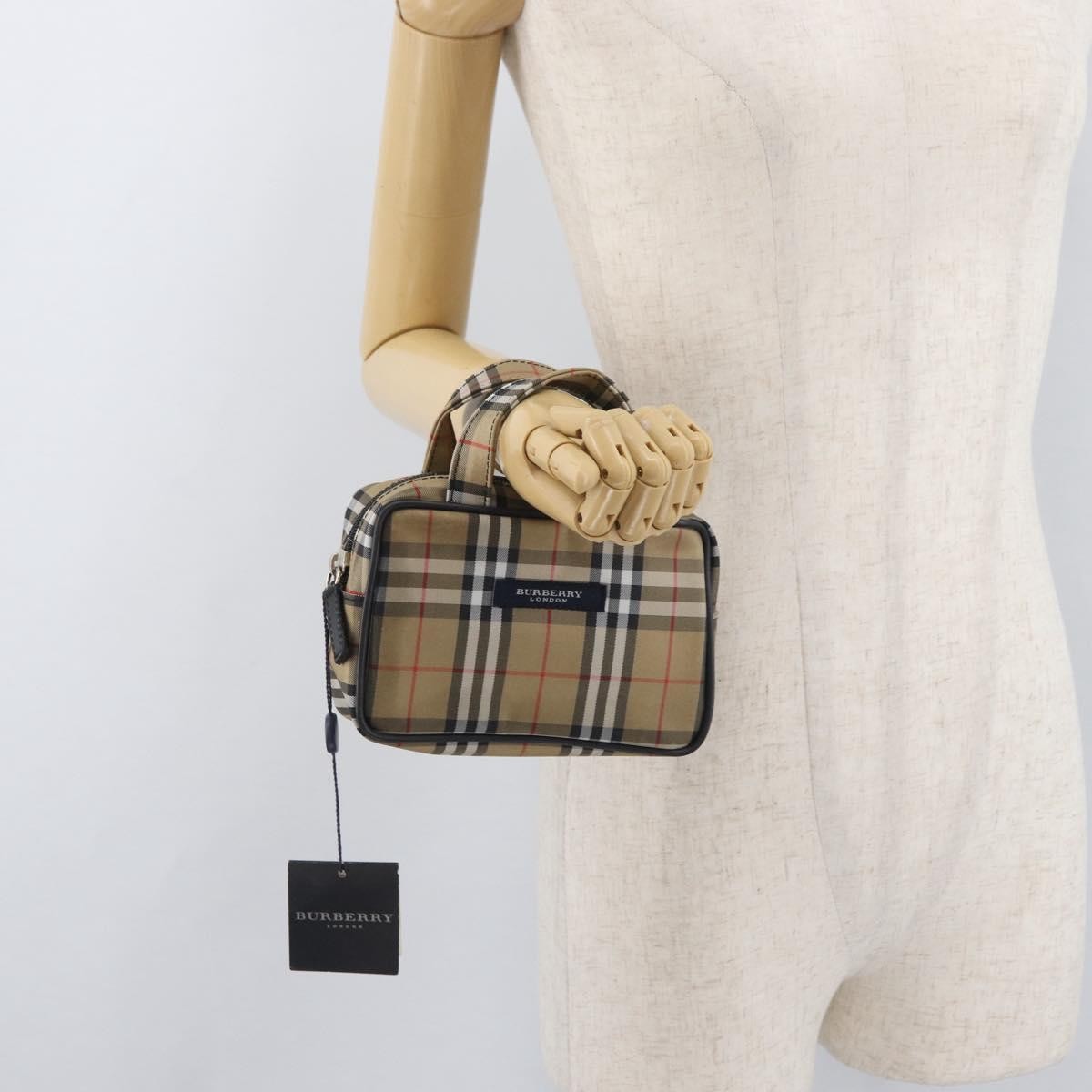 Burberry Nova Check Nylon Beige Nylon Handbag (Pre-Owned)