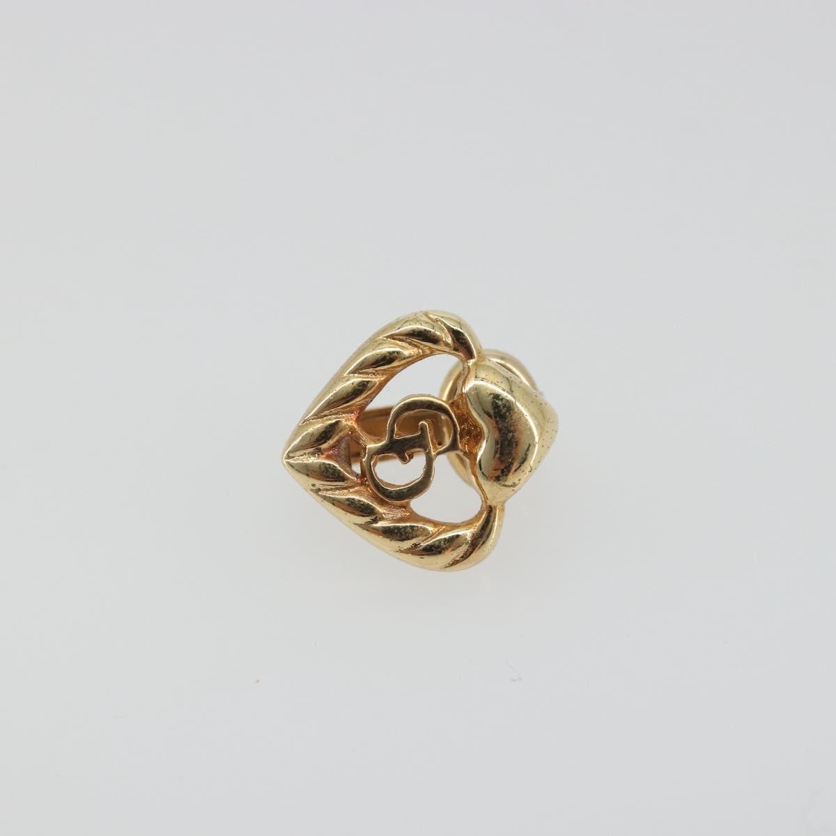 Christian Dior Vintage Heart Clip-On Metal Gold Gold Earrings Jewelry (Pre-Owned)