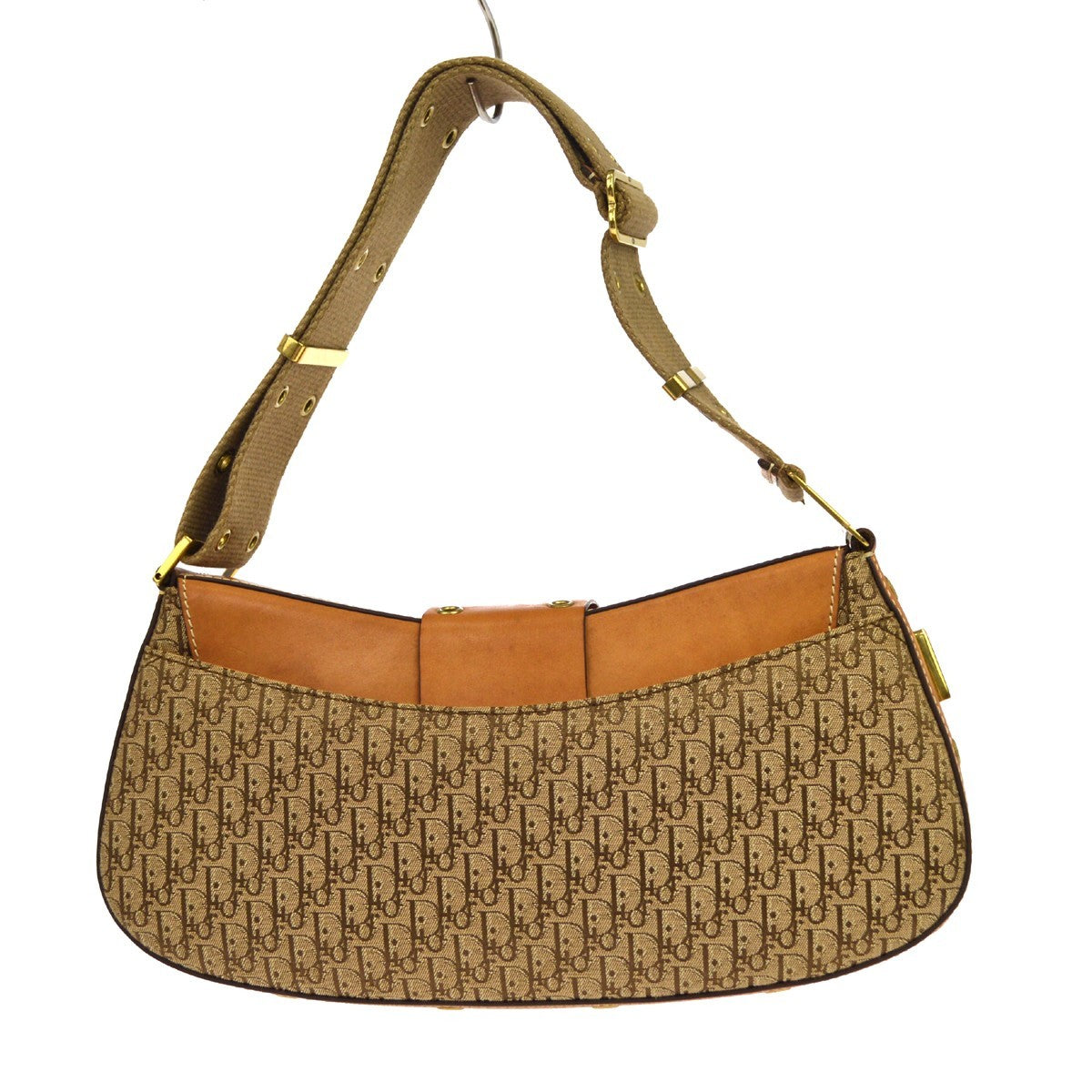 Christian Dior Vintage Street Chic Columbus Diorissimo Canvas With Leather Brown Canvas Shoulder Bag Bag (Pre-Owned)