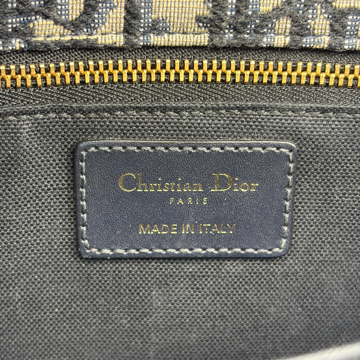 Christian Dior 30 Montaigne Flap Oblique Canvas Navy Canvas Handbag (Pre-Owned)