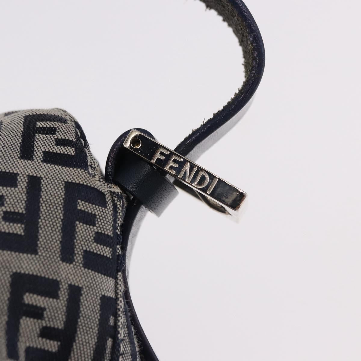 Fendi Baguette Zucchino Canvas Navy Canvas Handbag (Pre-Owned)