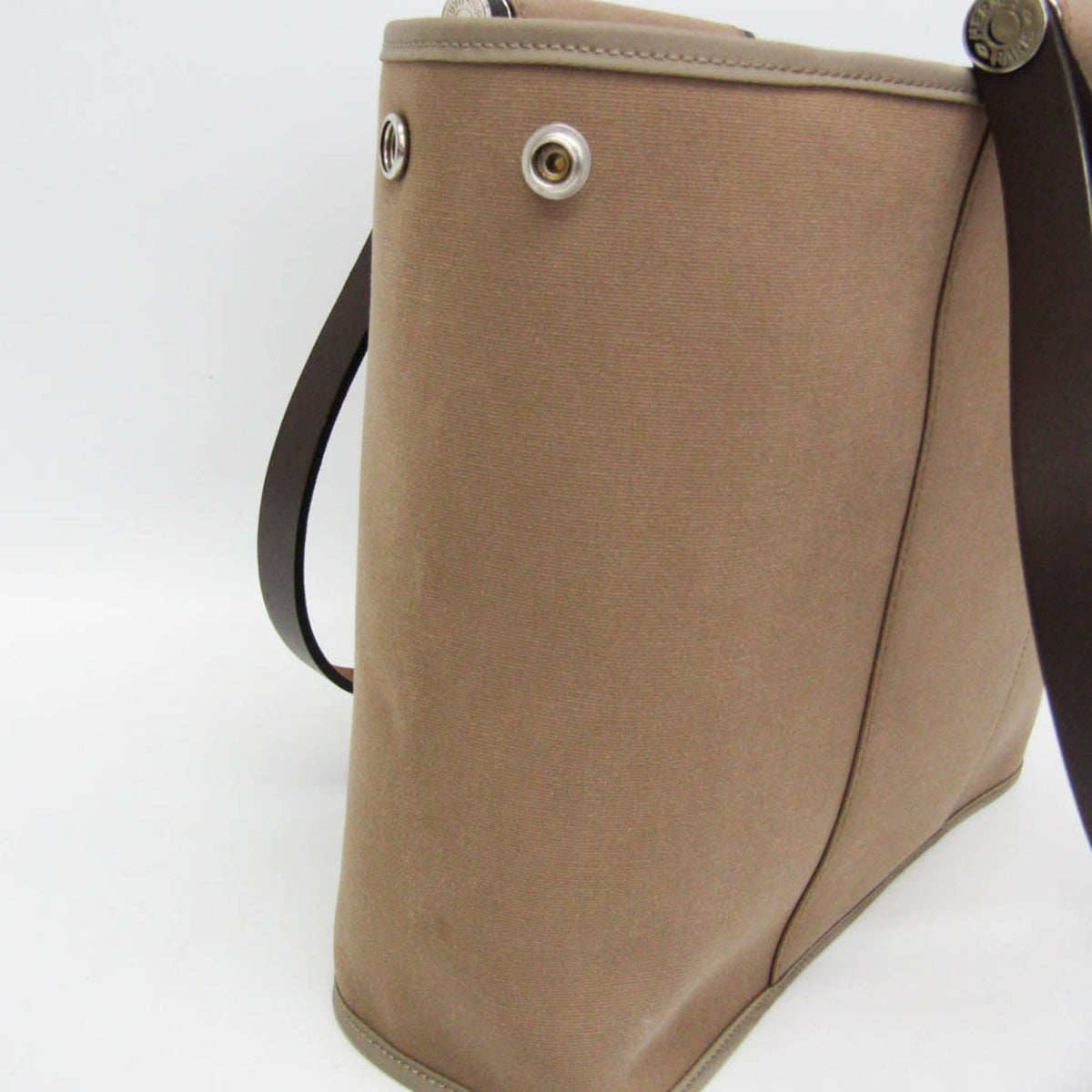 Hermes Cabag Toile And Leather Brown Canvas Handbag (Pre-Owned)