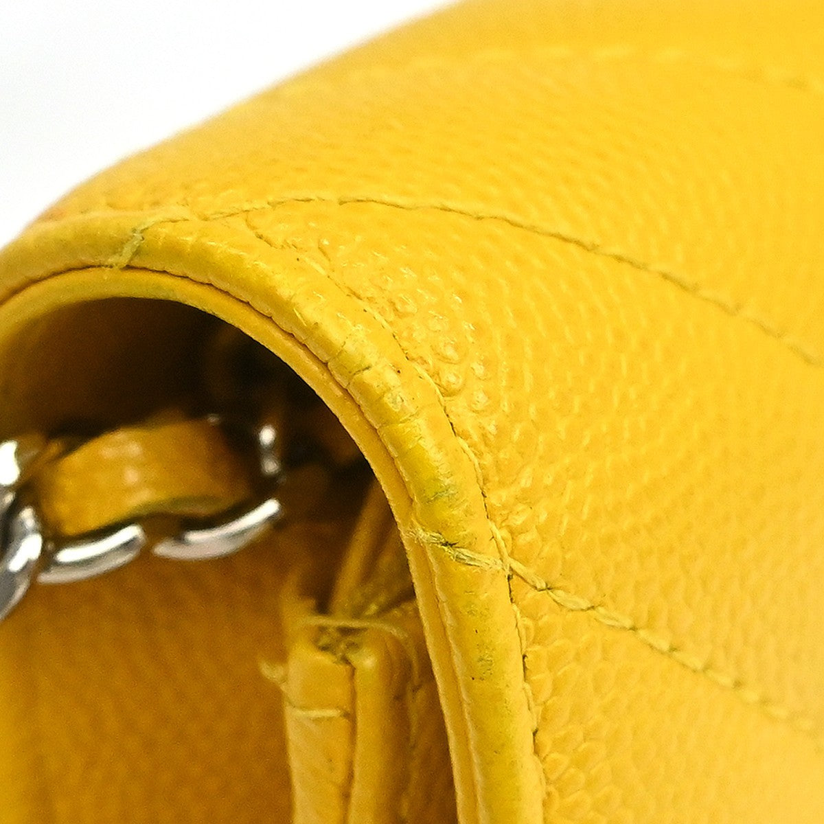 Chanel Ancient Greek Charm Wallet On Chain Chevron Caviar Yellow Calfskin Crossbody Bag Bag (Pre-Owned)