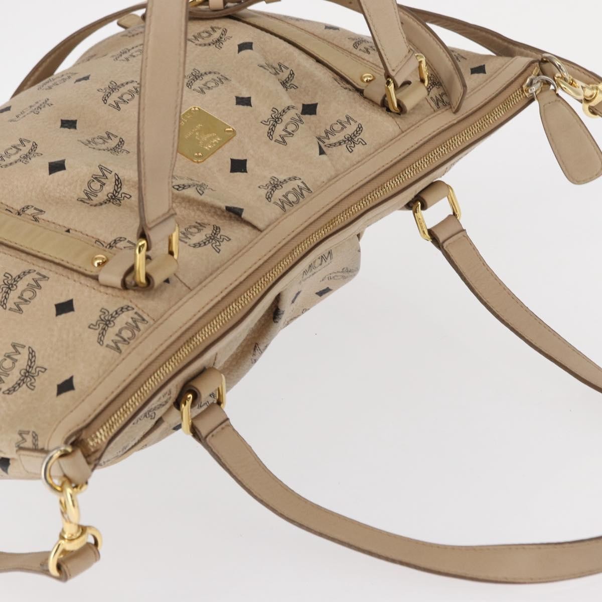 MCM Vintage Visetos Canvas Beige Pvc Tote Bag Bag (Pre-Owned)