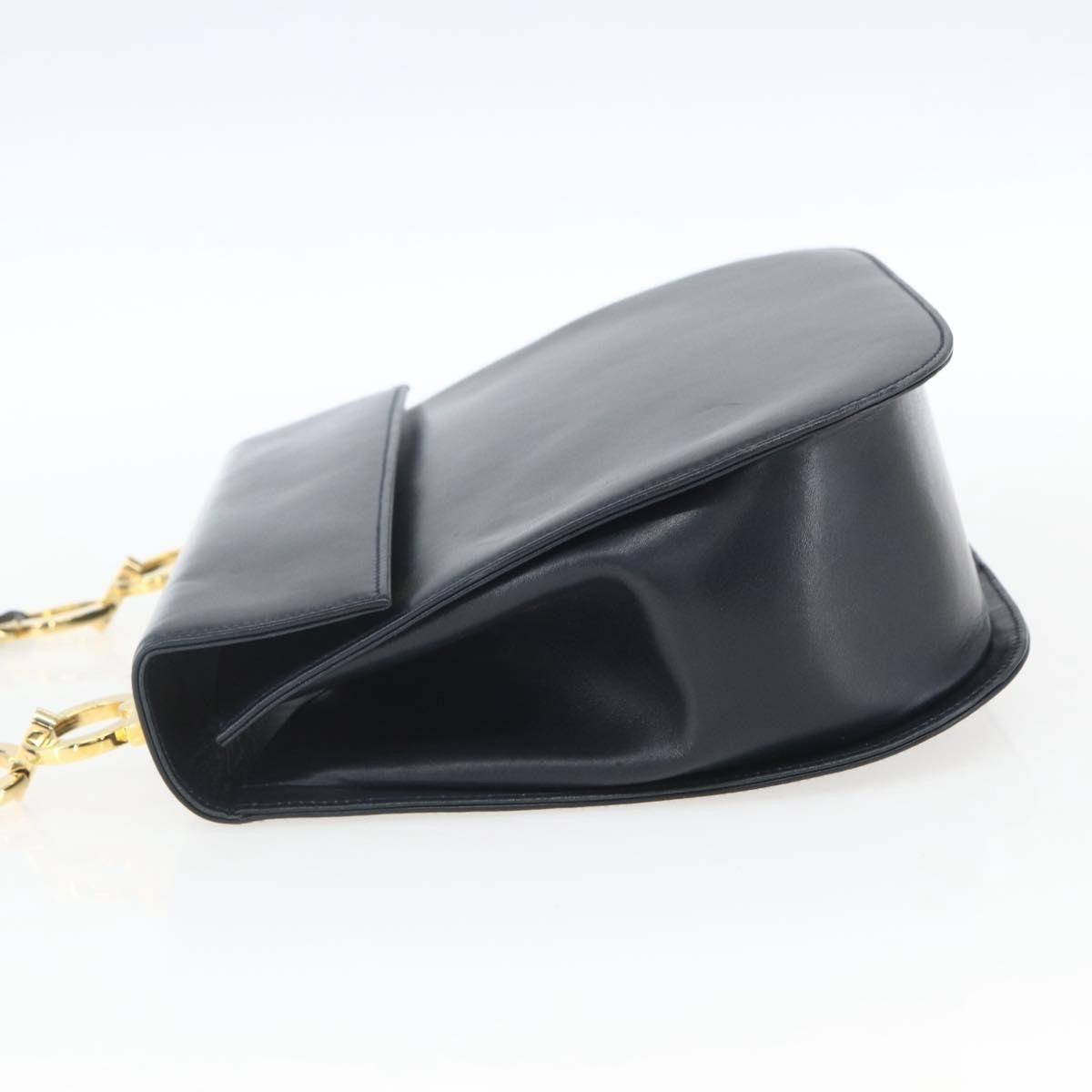 Salvatore Ferragamo Gancini Leather Navy Leather Shoulder Bag Bag (Pre-Owned)