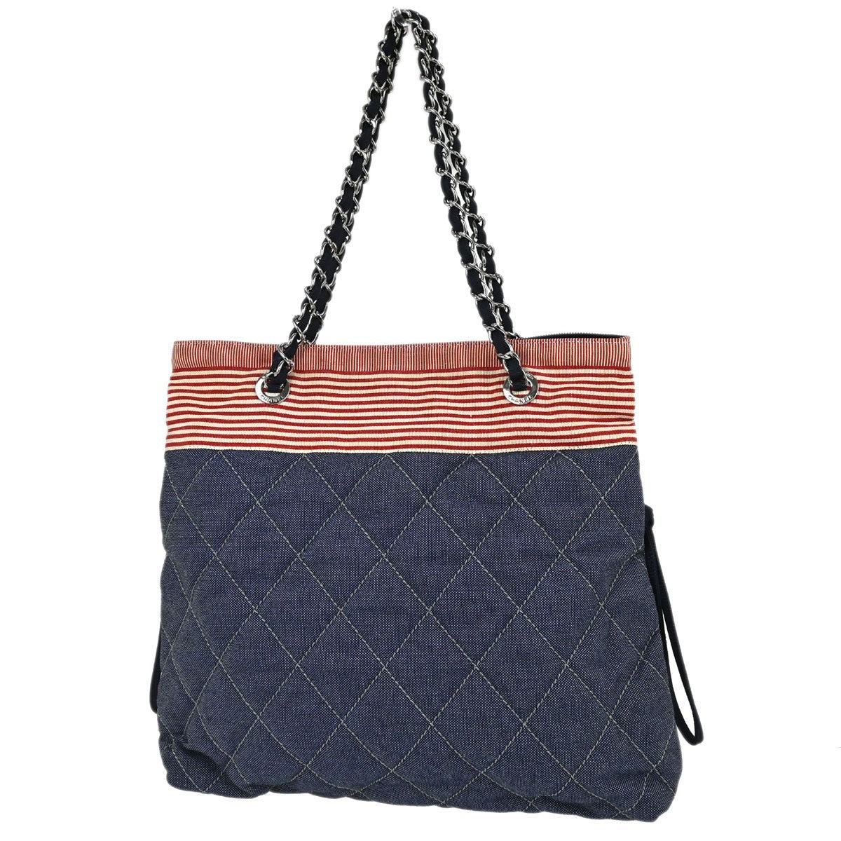 Chanel Bon Bon Quilted Denim Blue Denim_Jeans Tote Bag Bag (Pre-Owned)