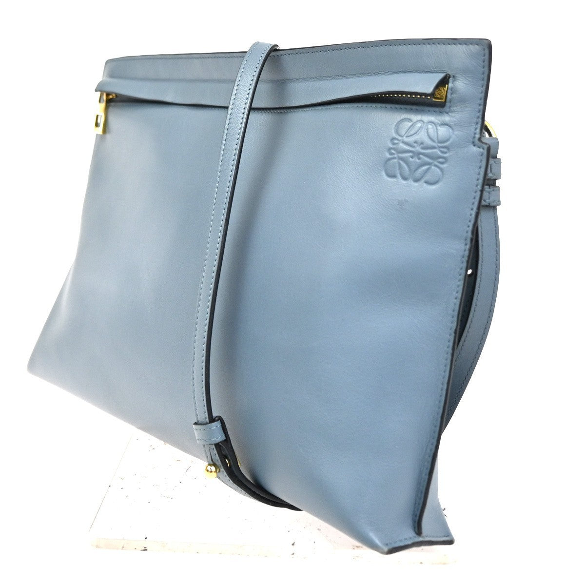 Loewe T Messenger Leather Blue Leather Shoulder Bag Bag (Pre-Owned)