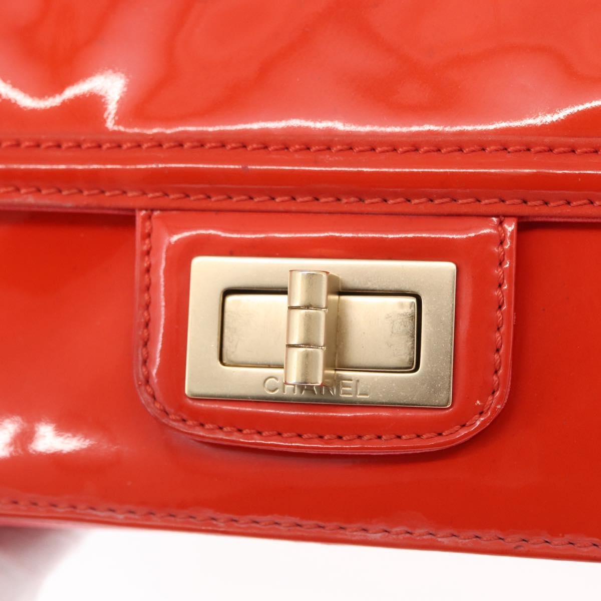 Chanel Mademoiselle Lock Flap Quilted Lambskin Orange Patent_Leather Shoulder Bag Bag (Pre-Owned)
