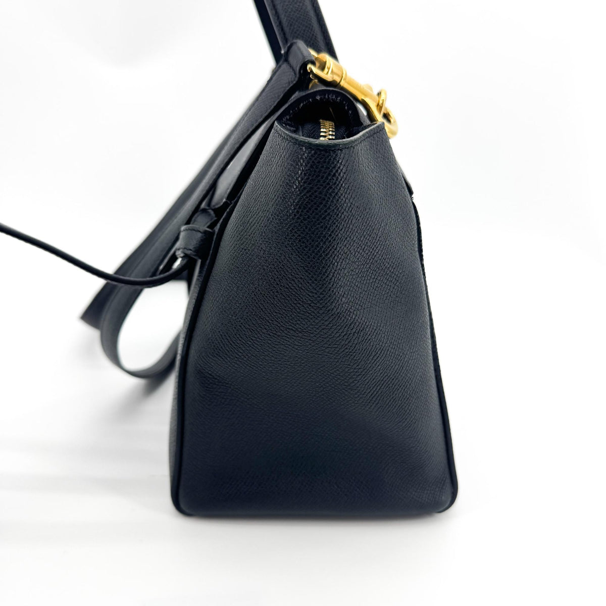 Celine Belt Calfskin Black Leather Handbag (Pre-Owned)