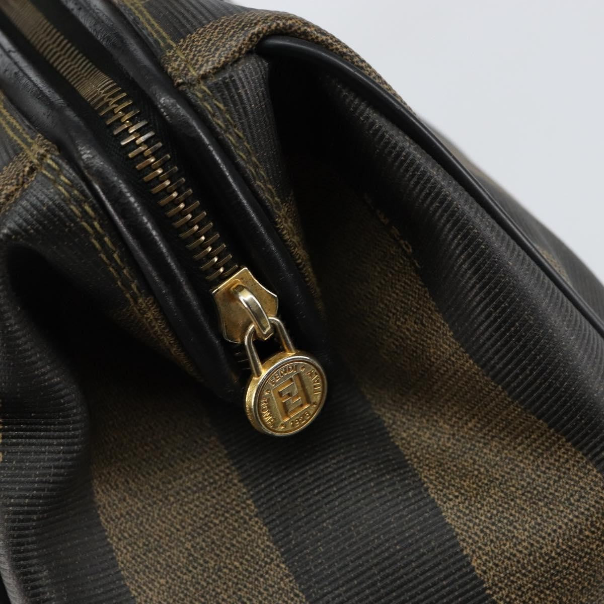 Fendi Vintage Pequin Boston Coated Canvas Black Canvas Bag (Pre-Owned)