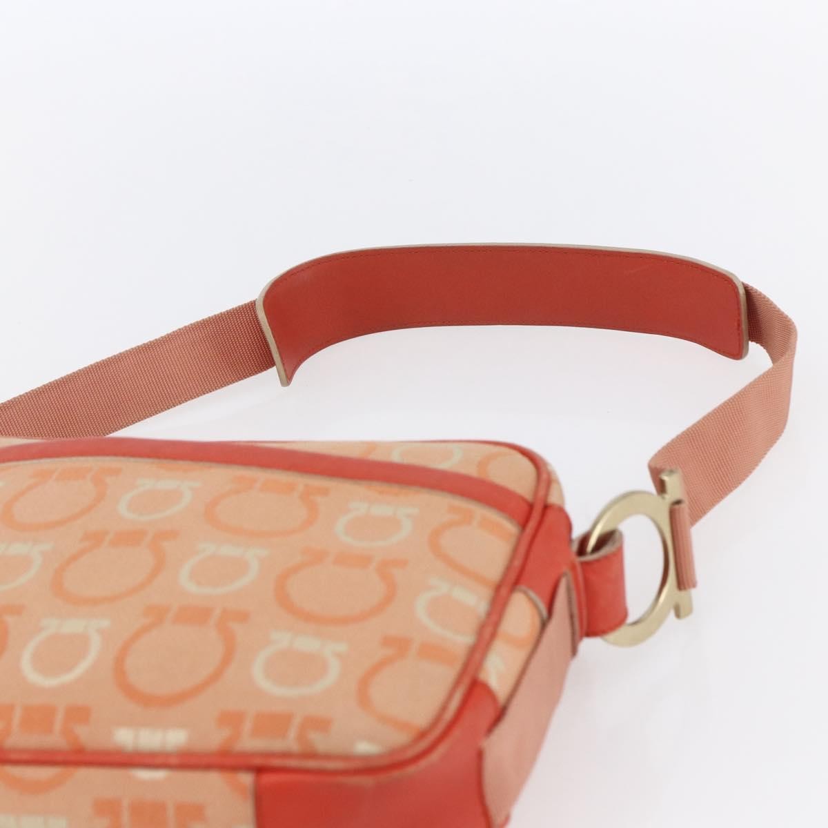 Salvatore Ferragamo Gancini Canvas Orange Canvas Shoulder Bag Bag (Pre-Owned)