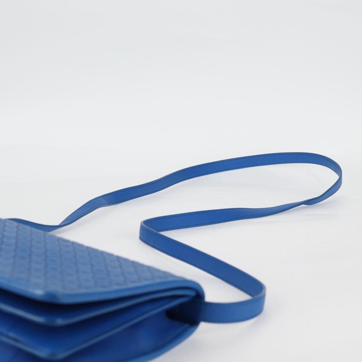 Bottega Veneta Double Compartment Flap Intrecciato Nappa Blue Leather Shoulder Bag Bag (Pre-Owned)