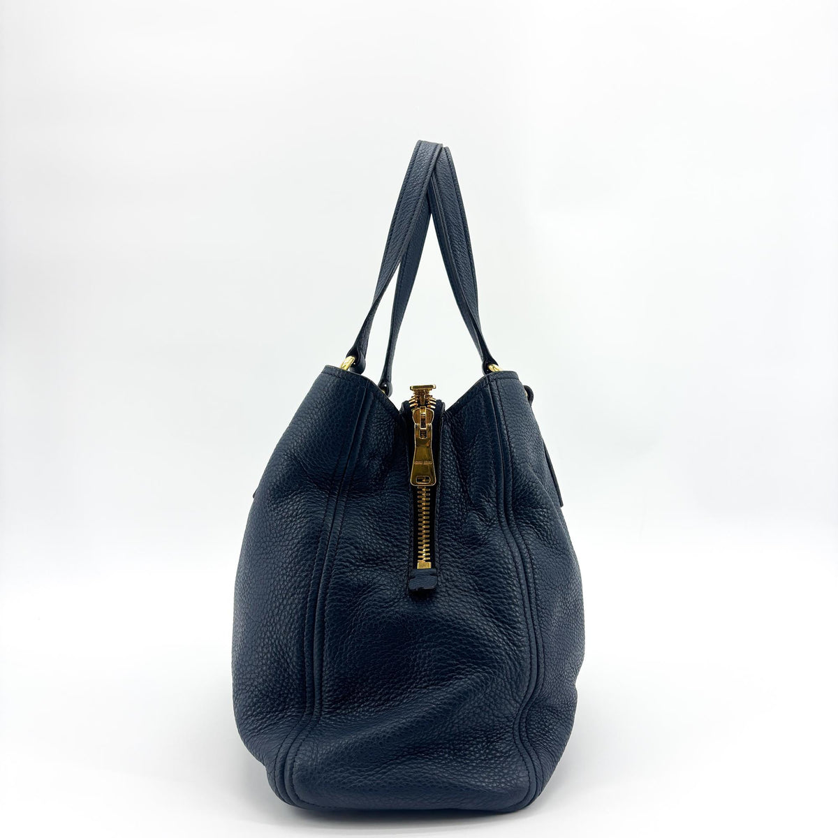 Miu Miu Phenix Convertible Leather Navy Leather Tote Bag Bag (Pre-Owned)