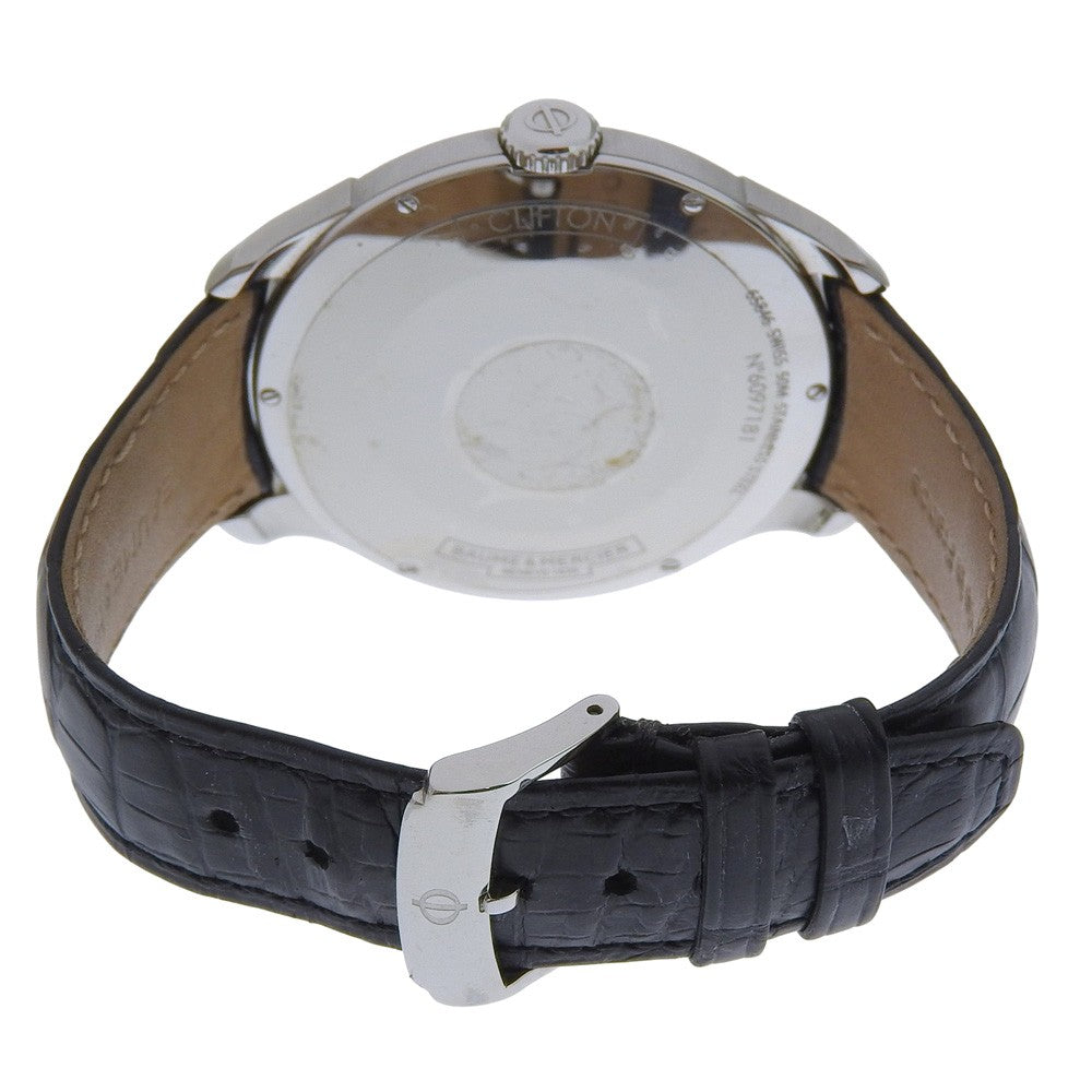 Baume & Mercier Clifton Stainless Steel And Leather Watch (Pre-Owned)