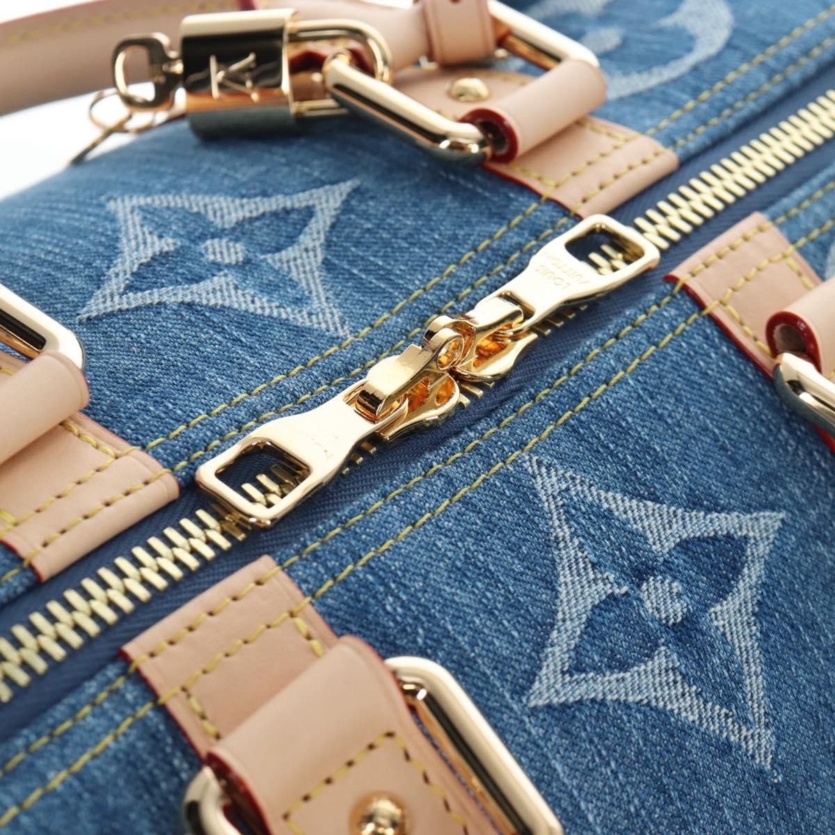 Louis Vuitton Keepall Bandouliere Limited Edition Monogram Watercolor Stripes Denim Blue Denim_Jeans Travel Bag Bag (Pre-Owned)