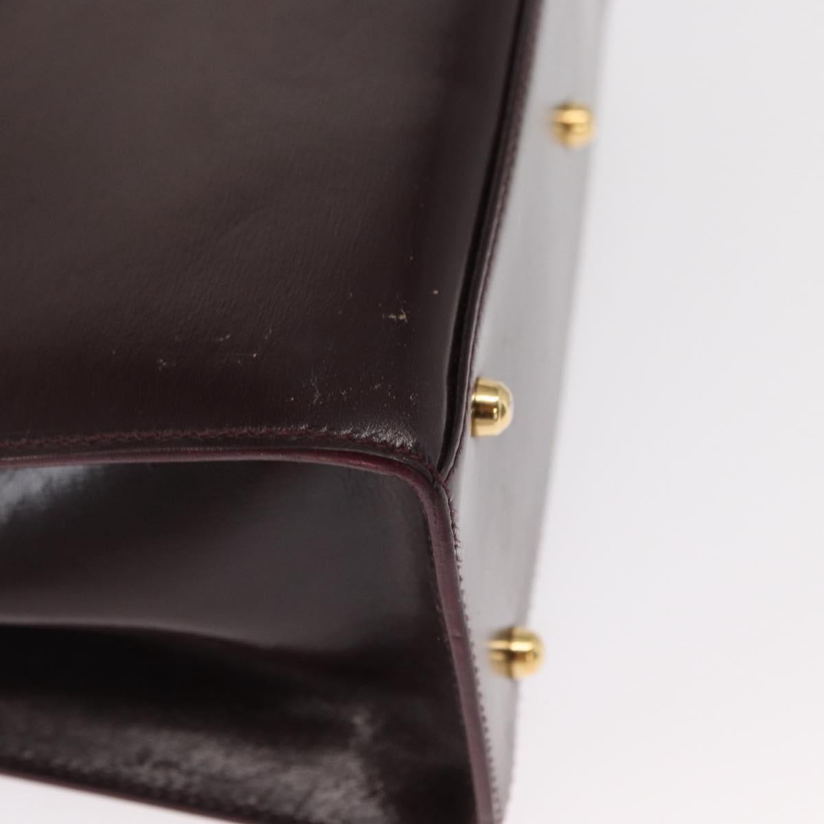 Gucci Vintage Lady Lock Top Handle Leather Burgundy Leather Handbag (Pre-Owned)