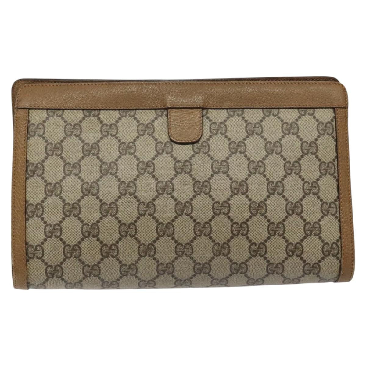 Gucci Sherry Line Canvas Beige Canvas Clutche & Pouche Bag (Pre-Owned)