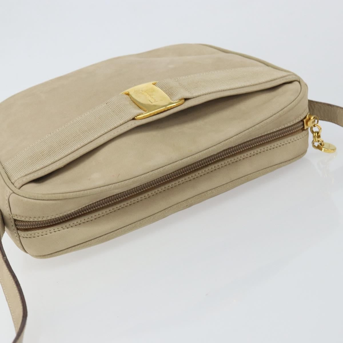 Salvatore Ferragamo Vala Suede Beige Suede Shoulder Bag Bag (Pre-Owned)