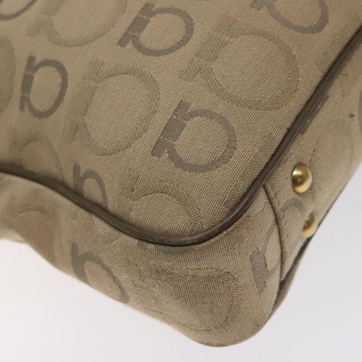 Salvatore Ferragamo Gancini Tote Gancini Canvas Beige Canvas Tote Bag Bag (Pre-Owned)