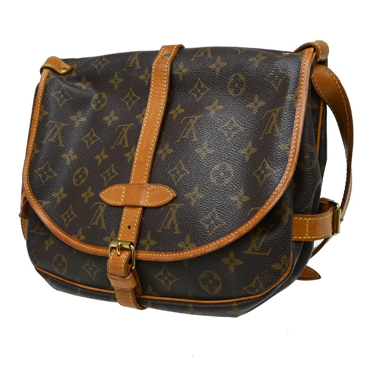 Louis Vuitton Saumur Monogram Canvas Brown Canvas Shoulder Bag Bag (Pre-Owned)