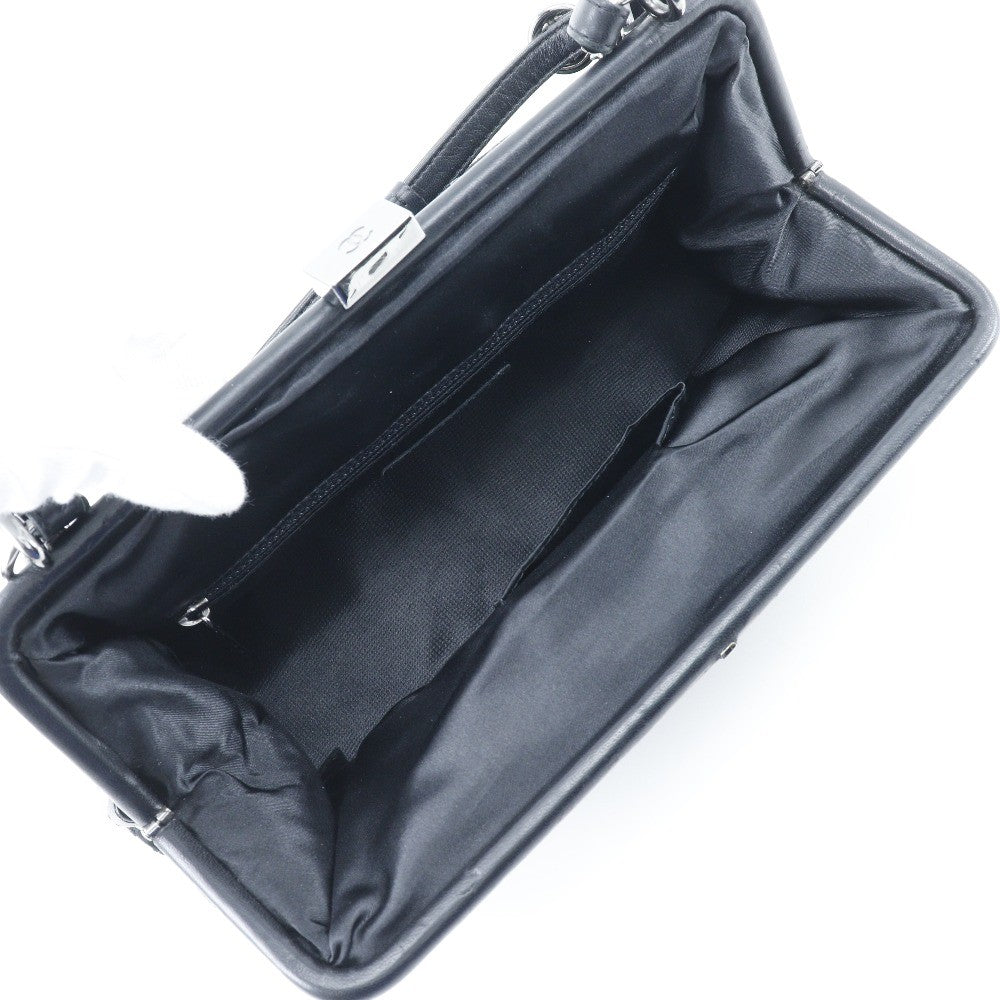 Chanel Vintage Cc Side Belted Bowler Check Embossed Velvet Black Velvet Shoulder Bag Bag (Pre-Owned)