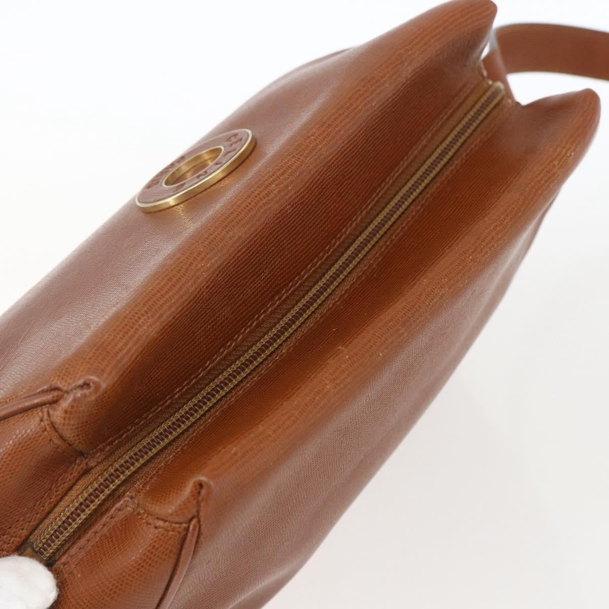 Celine Vintage Circle Logo Leather Brown Leather Shoulder Bag Bag (Pre-Owned)