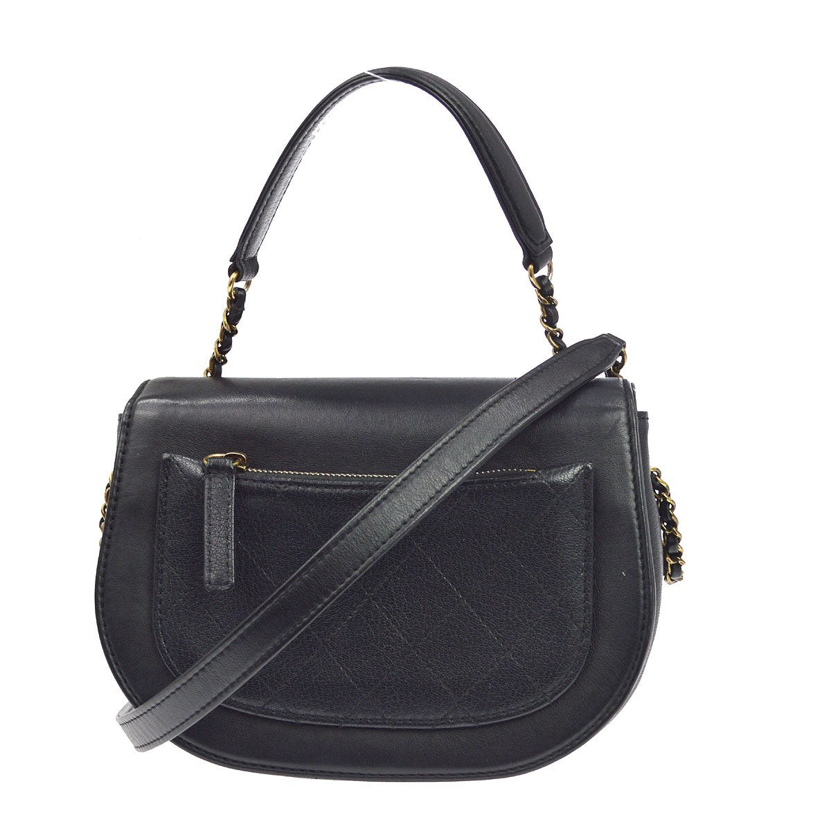 Chanel Coco Curve Flap Messenger Calfskin And Quilted Goatskin Black Leather Crossbody Bag Bag (Pre-Owned)