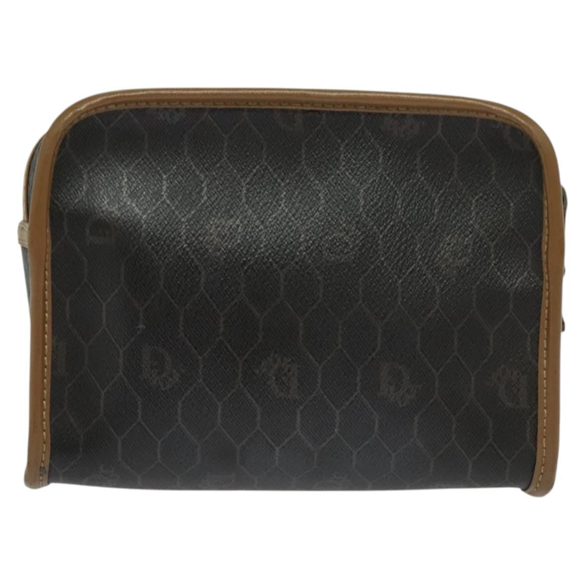 Christian Dior Vintage Honeycomb Zip Canvas And Leather Black Canvas Clutche & Pouche Bag (Pre-Owned)