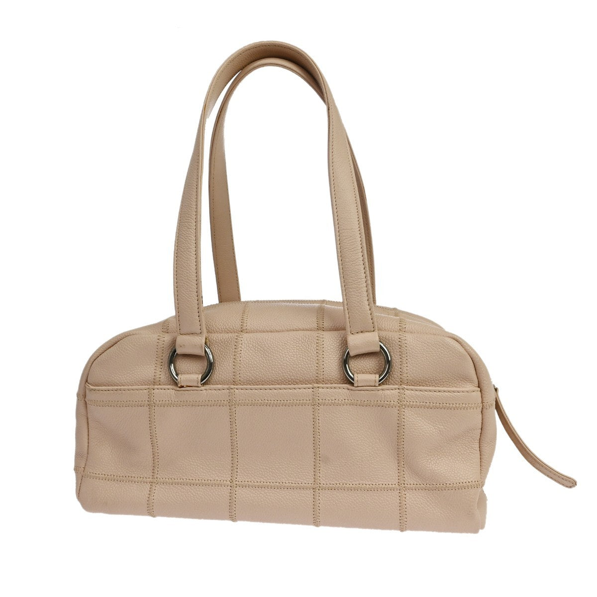 Chanel Square Stitch Quilted Caviar Beige Leather Shoulder Bag Bag (Pre-Owned)