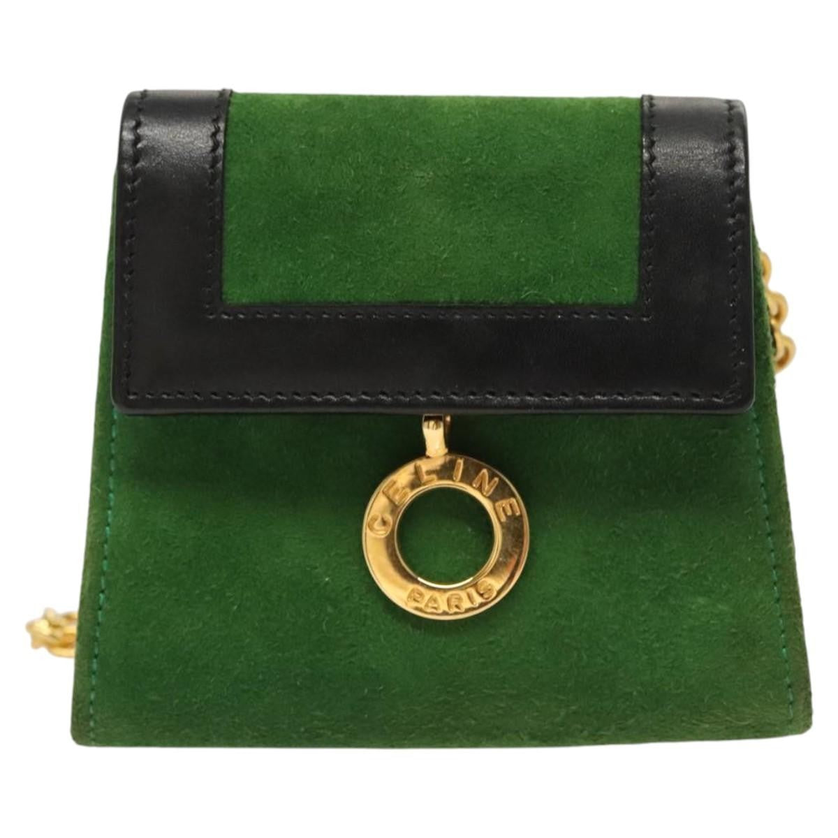 Celine Circle Logo Suede Green Suede Clutche & Pouche Bag (Pre-Owned)
