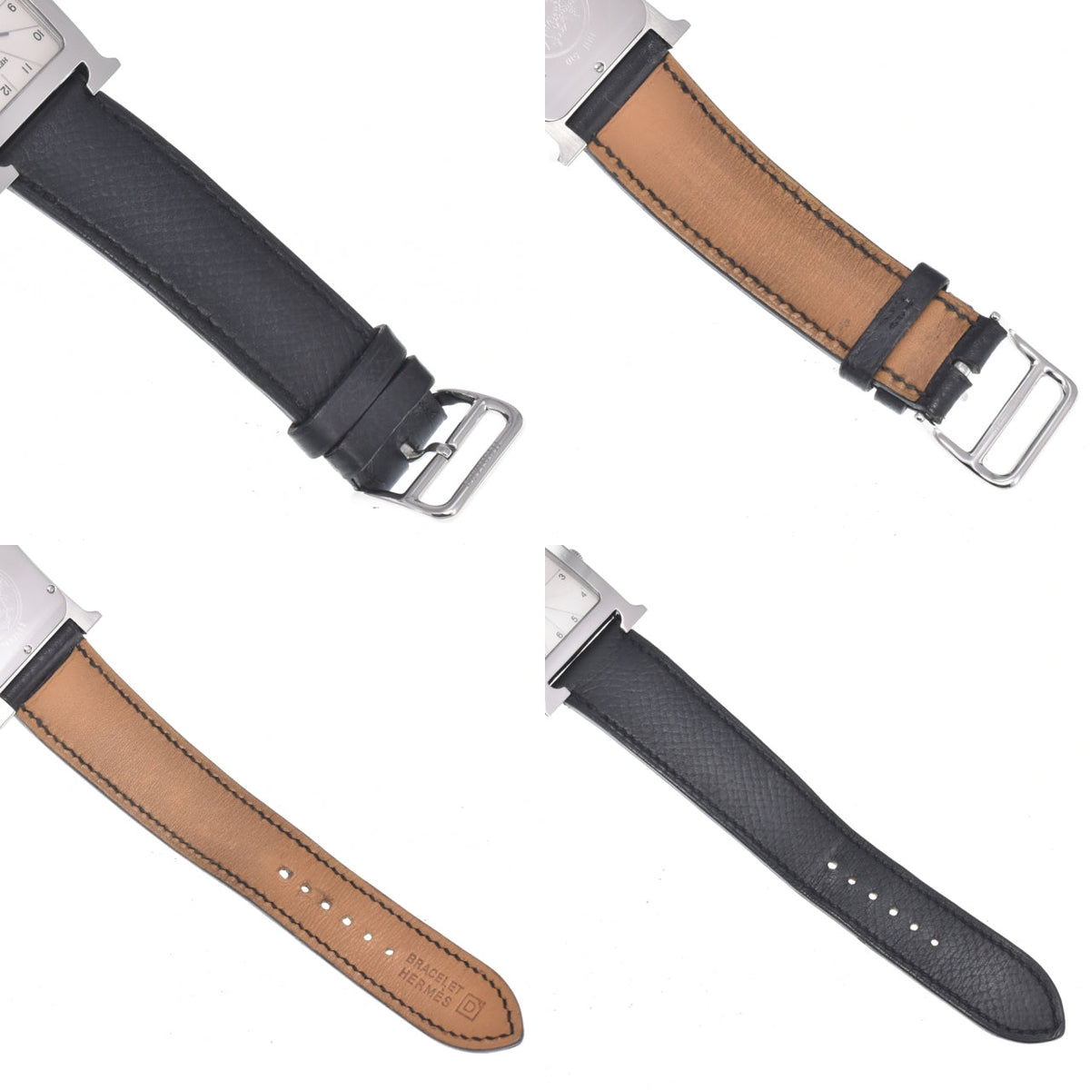Hermes Heure H Quartz Stainless Steel And Leather Watch (Pre-Owned)