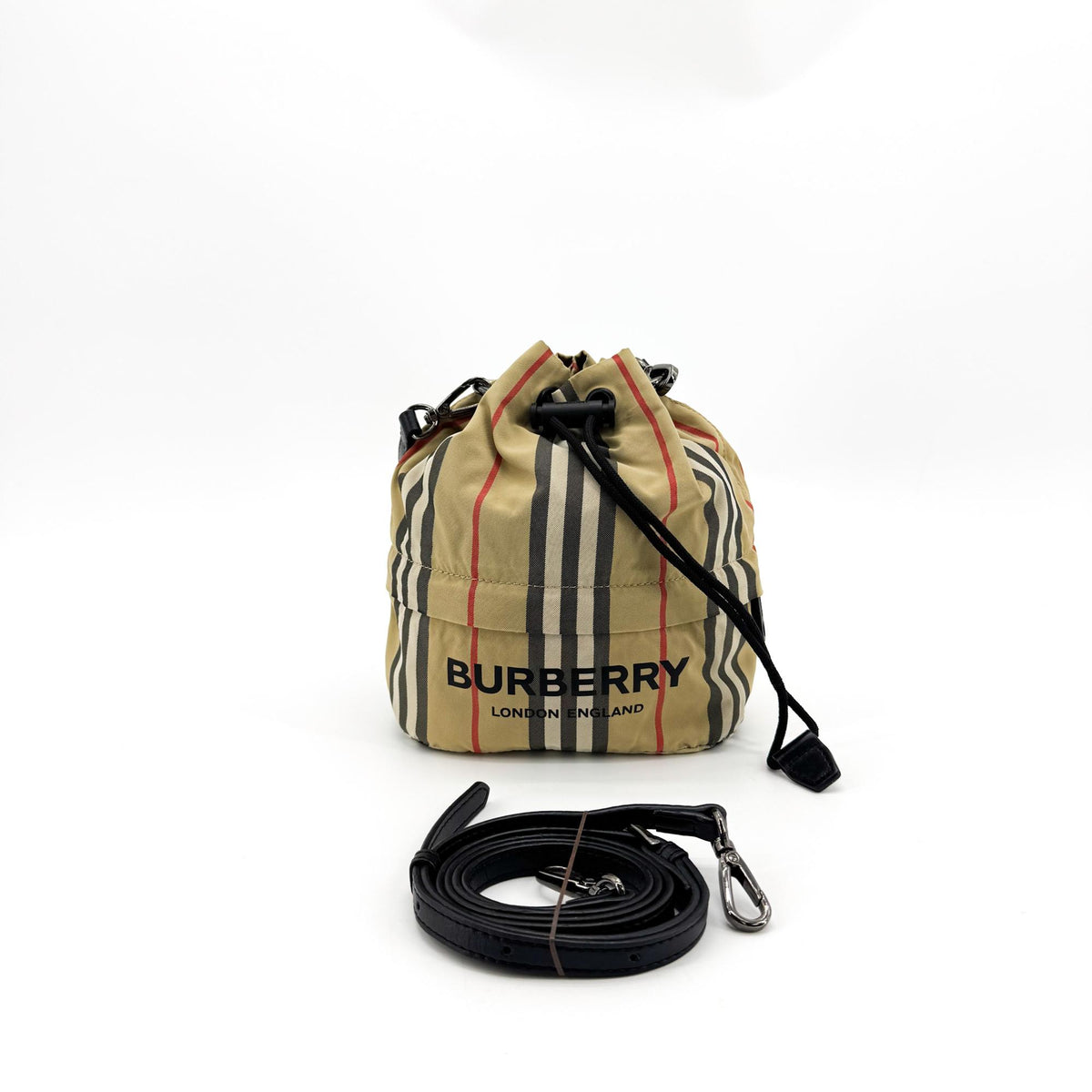 Burberry Phoebe Drawstring Camo Canvas Beige Nylon Clutche & Pouche Bag (Pre-Owned)