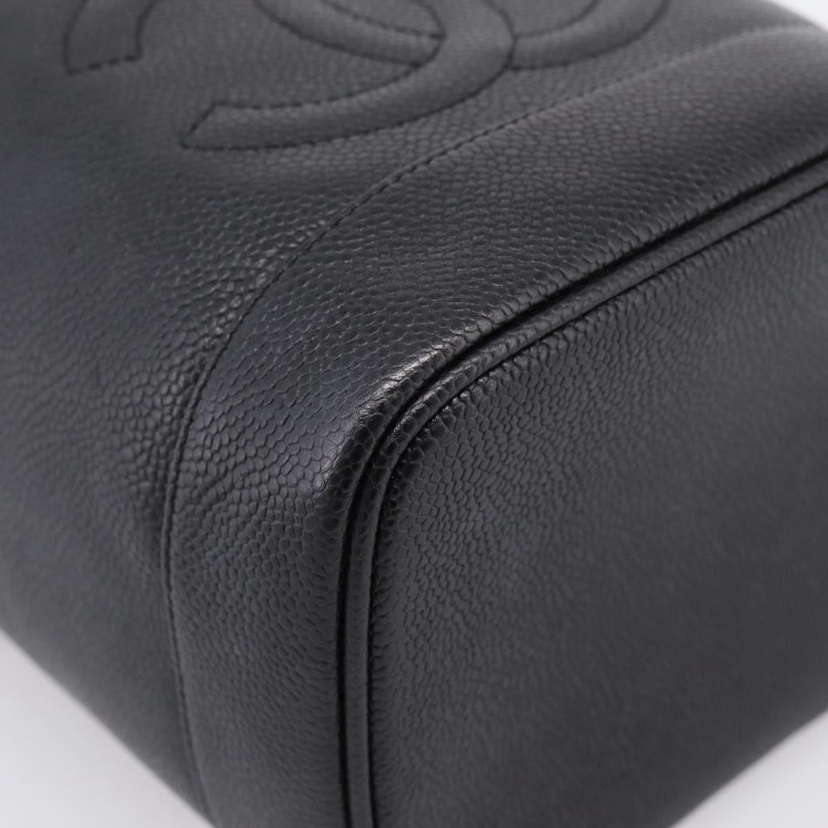 Chanel Vintage Timeless Cosmetic Case Caviar Black Leather Handbag (Pre-Owned)