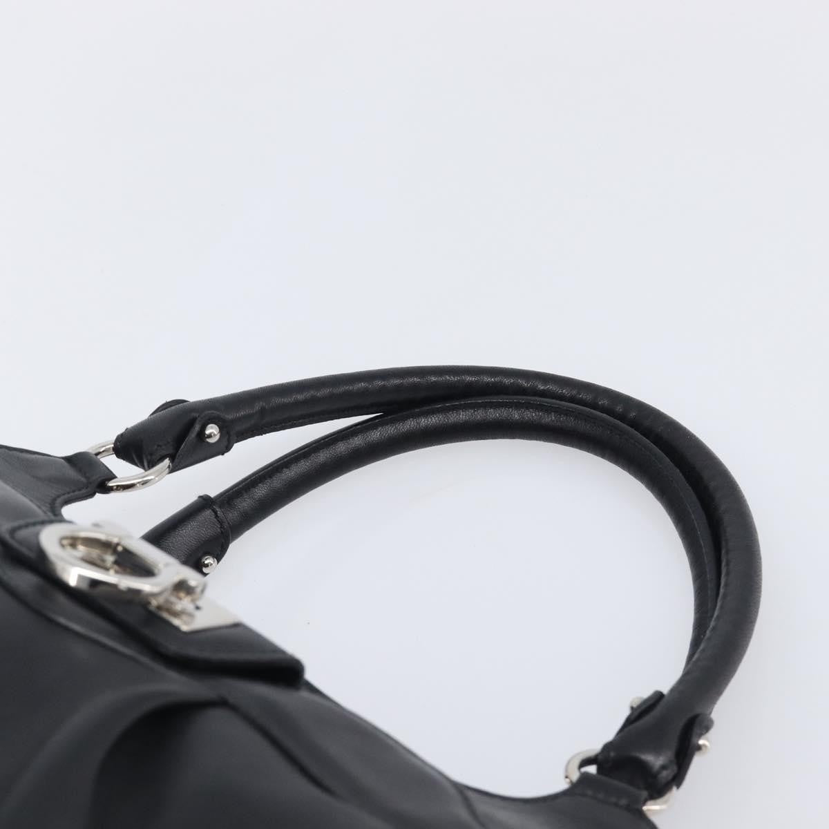 Salvatore Ferragamo Gancini Leather Black Leather Handbag (Pre-Owned)