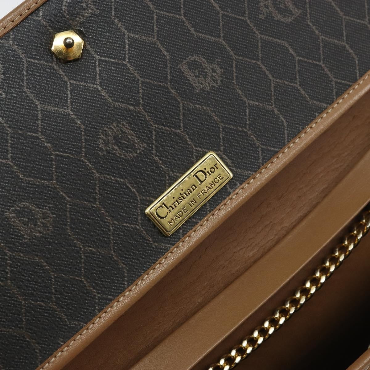 Christian Dior Vintage Honeycomb Chain Canvas Black Canvas Shoulder Bag Bag (Pre-Owned)