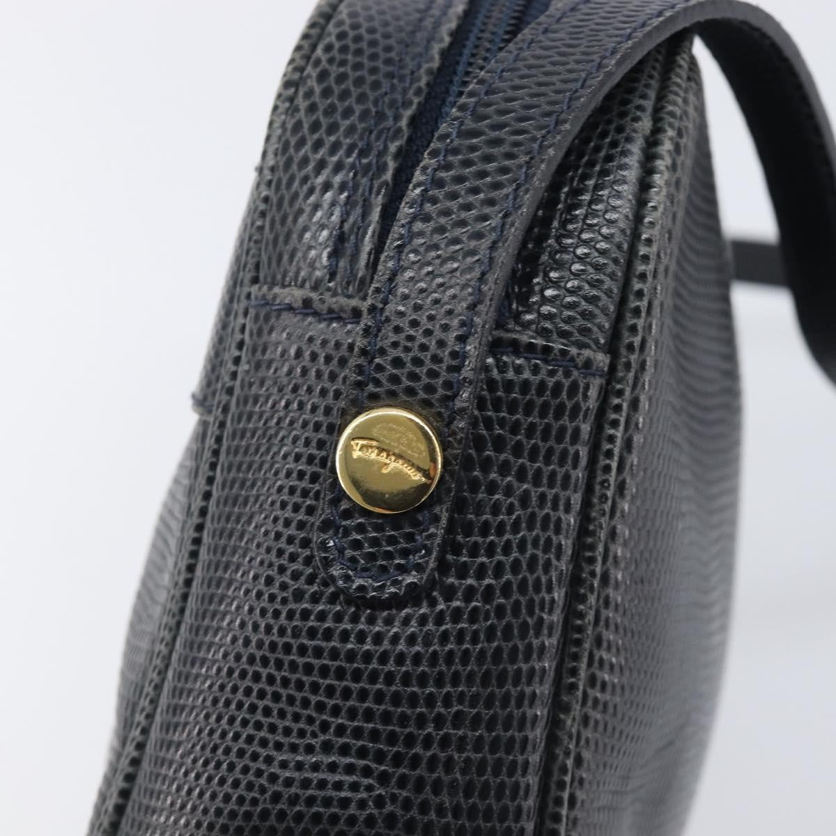 Salvatore Ferragamo Vala Leather Navy Leather Shoulder Bag Bag (Pre-Owned)