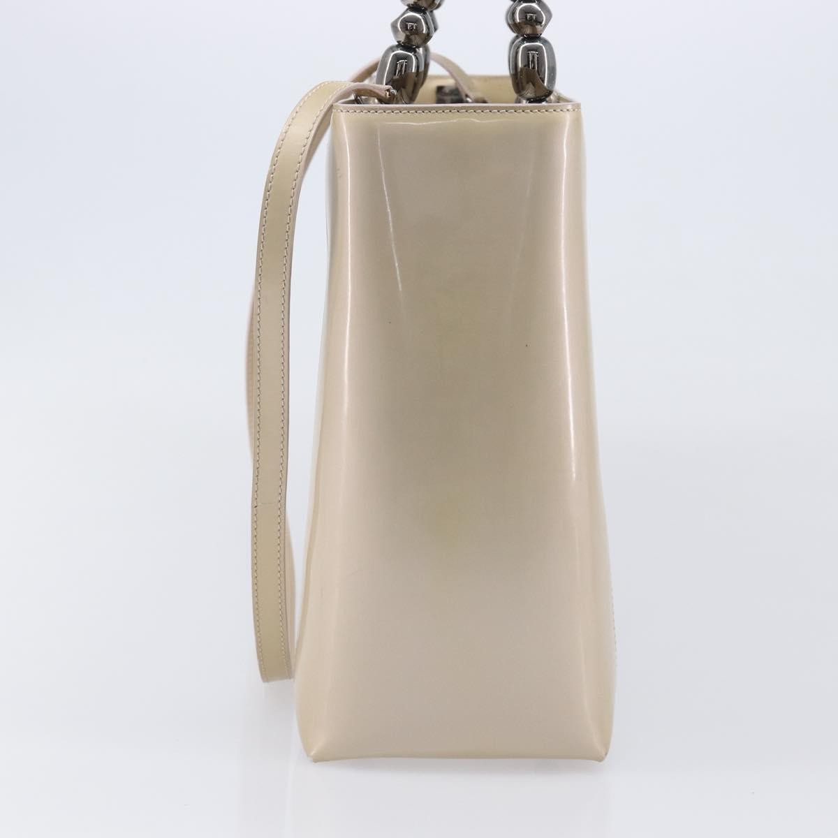 Christian Dior Pearl Lady Dior Patent Leather Beige Patent_Leather Handbag (Pre-Owned)