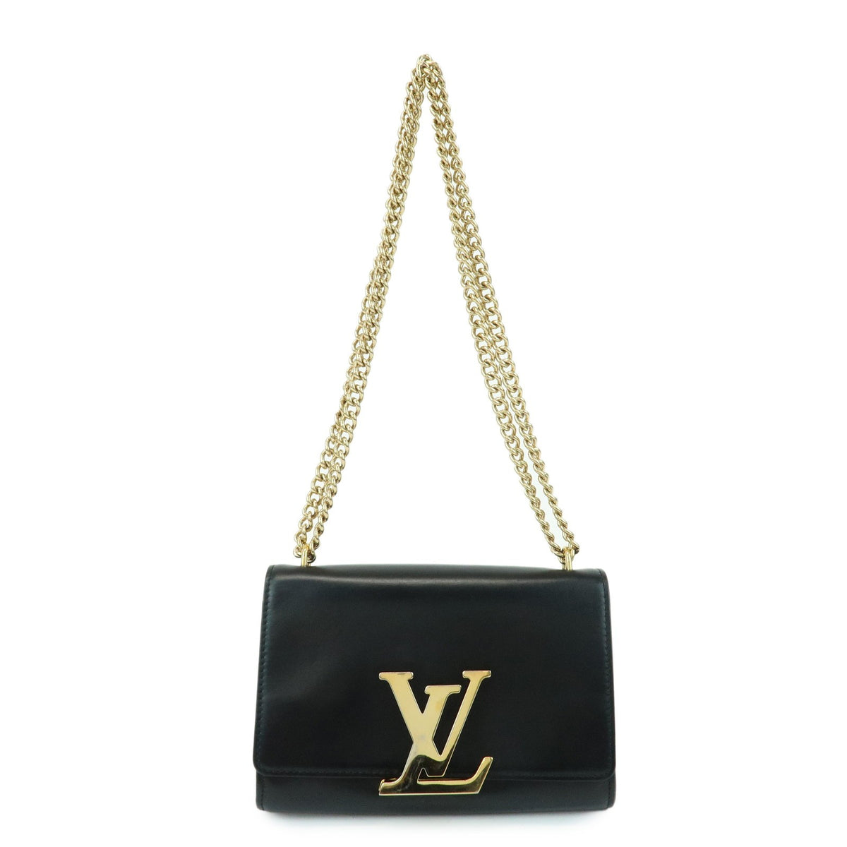 Louis Vuitton Chain Louise Clutch Leather Black Leather Clutche & Pouche Bag (Pre-Owned)