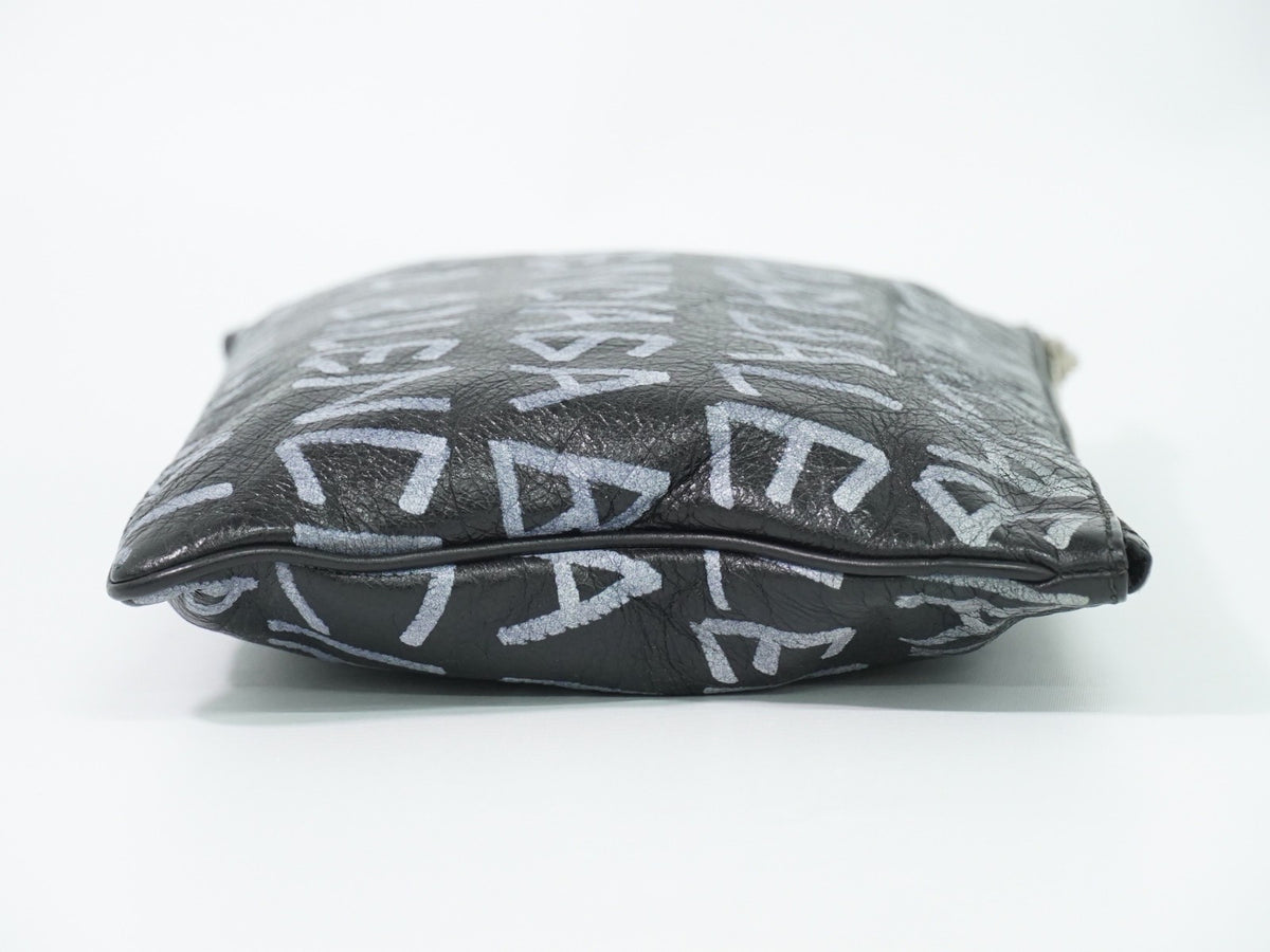 Balenciaga Graffiti Leather Black Leather Clutche & Pouche Bag (Pre-Owned)