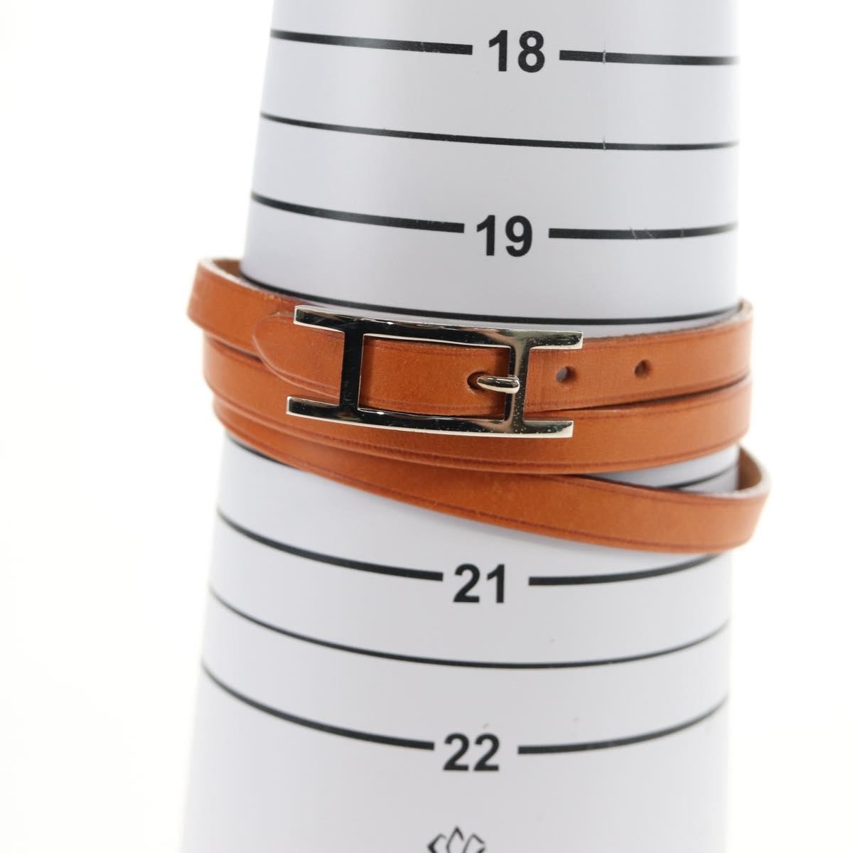 Hermes Hapi 3 Leather With Metal Brown Leather Bracelet Jewelry (Pre-Owned)