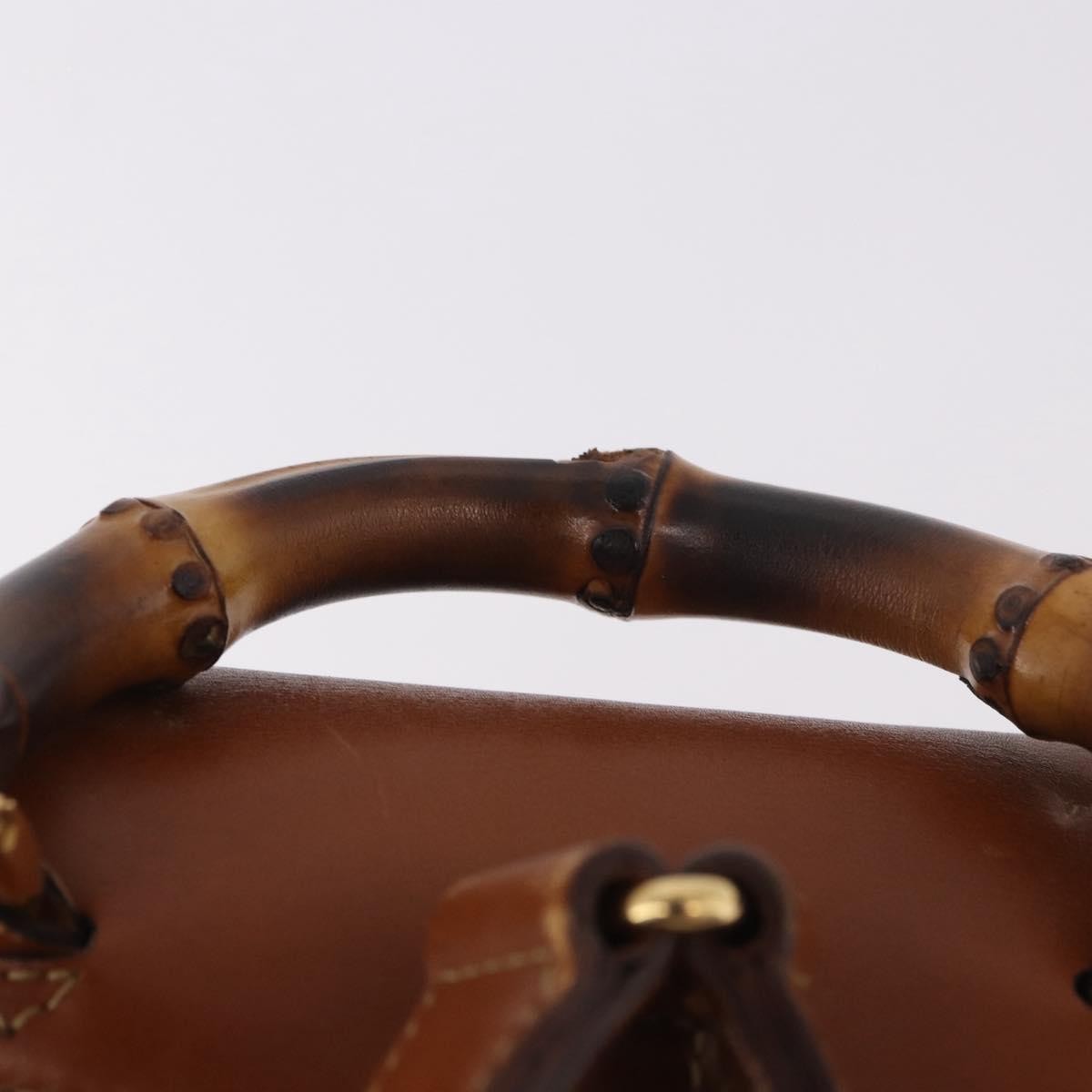 Gucci Vintage Bamboo Leather Brown Leather Backpack Bag (Pre-Owned)