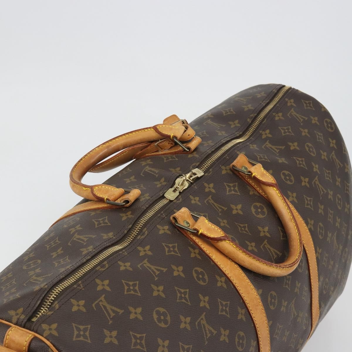 Louis Vuitton Keepall Bandoulière Monogram Brown Canvas Travel Bag Bag (Pre-Owned)