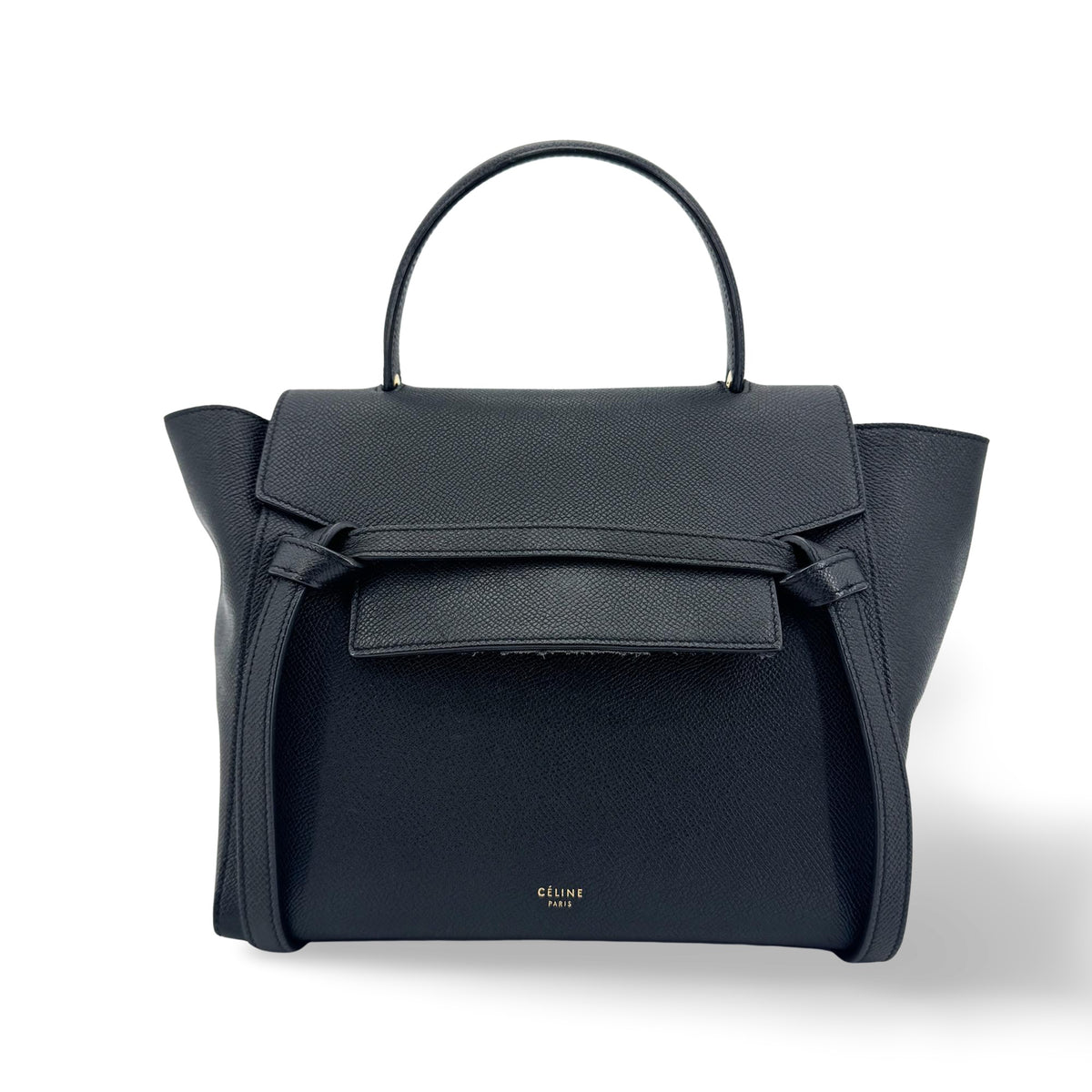 Celine Belt Calfskin Black Leather Handbag (Pre-Owned)